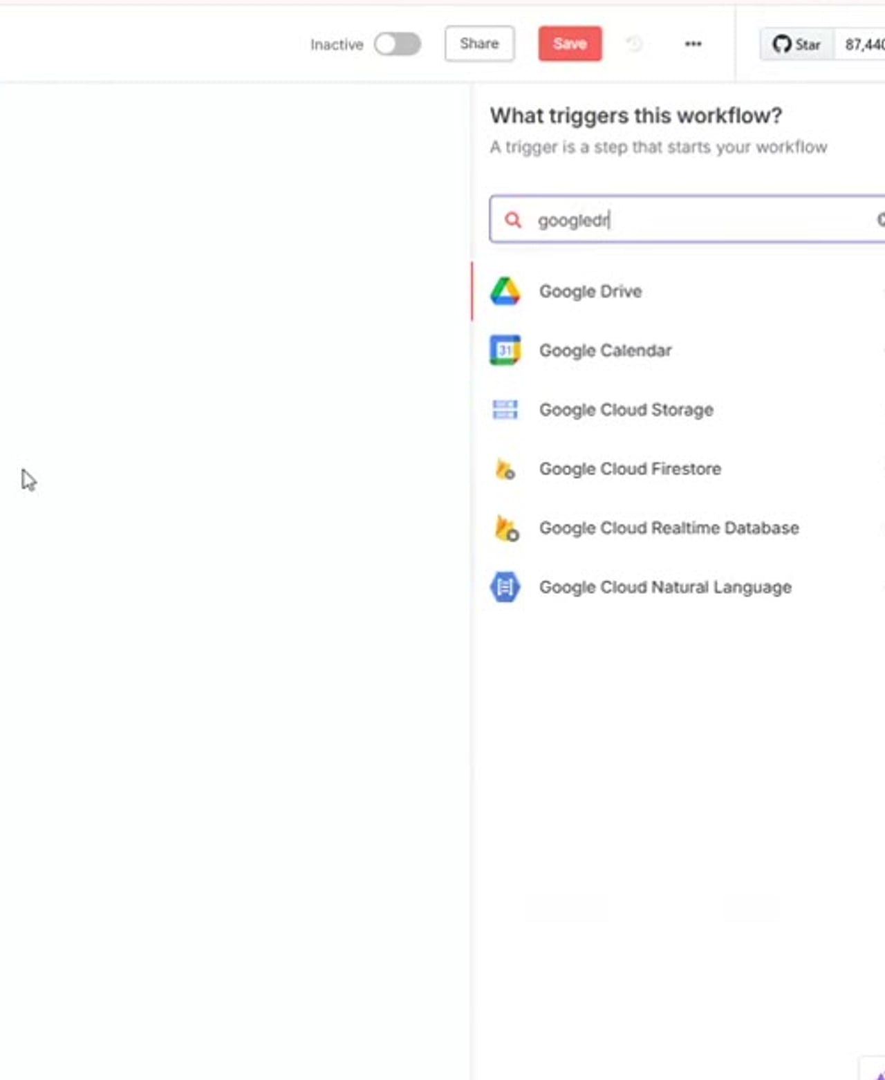 n8n Google Drive trigger creating a new OAuth2 credential