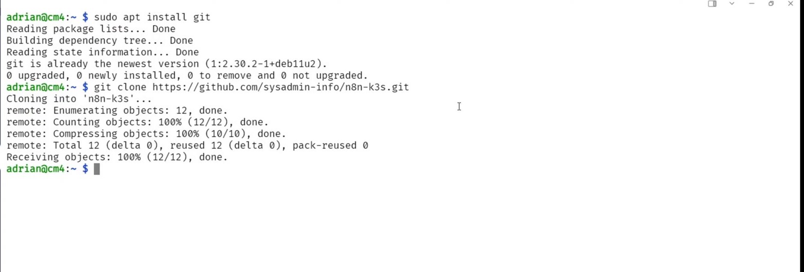 Clone the n8n k3s repository and enter the folder