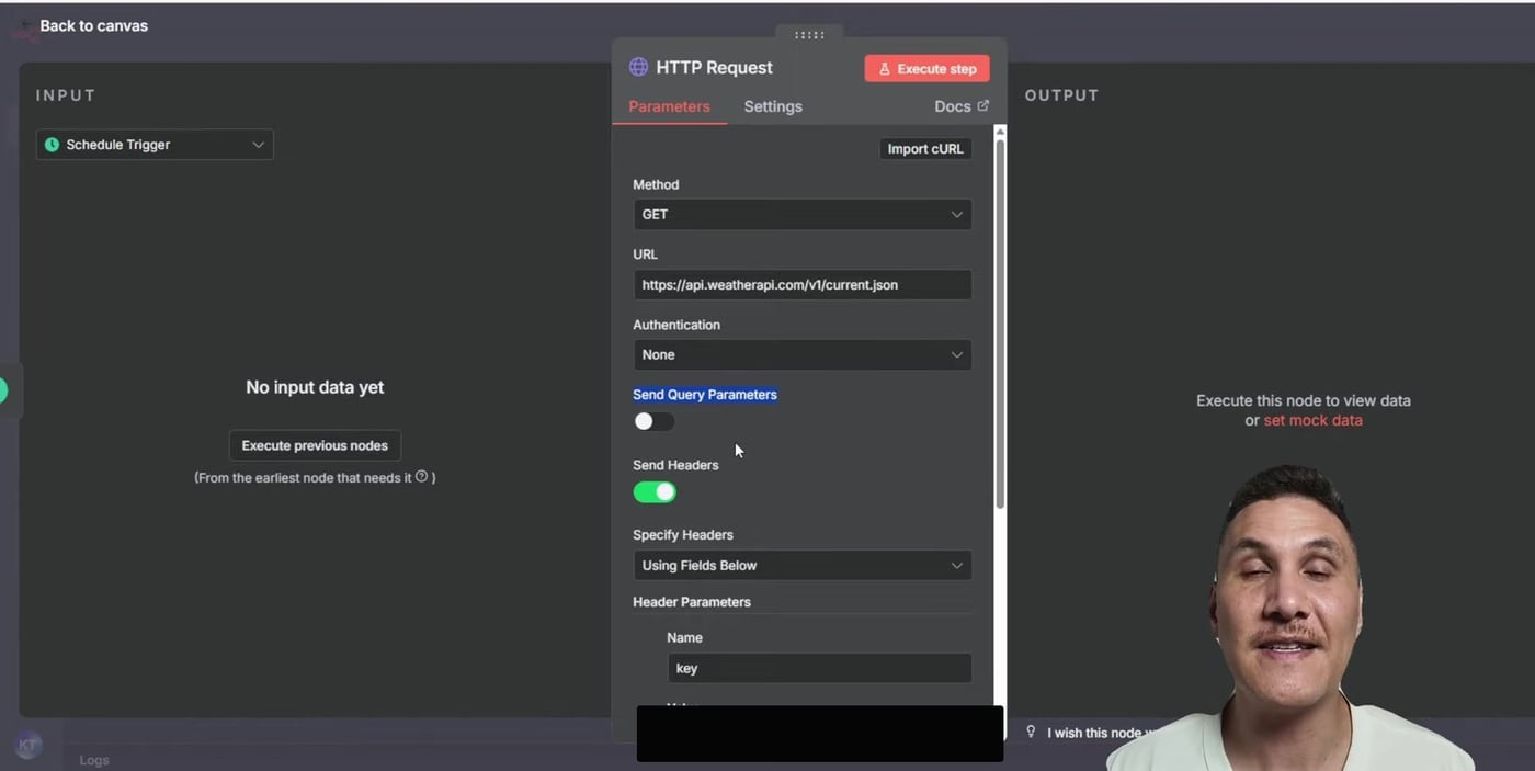 HTTP Request node with Send Query Parameters turned off