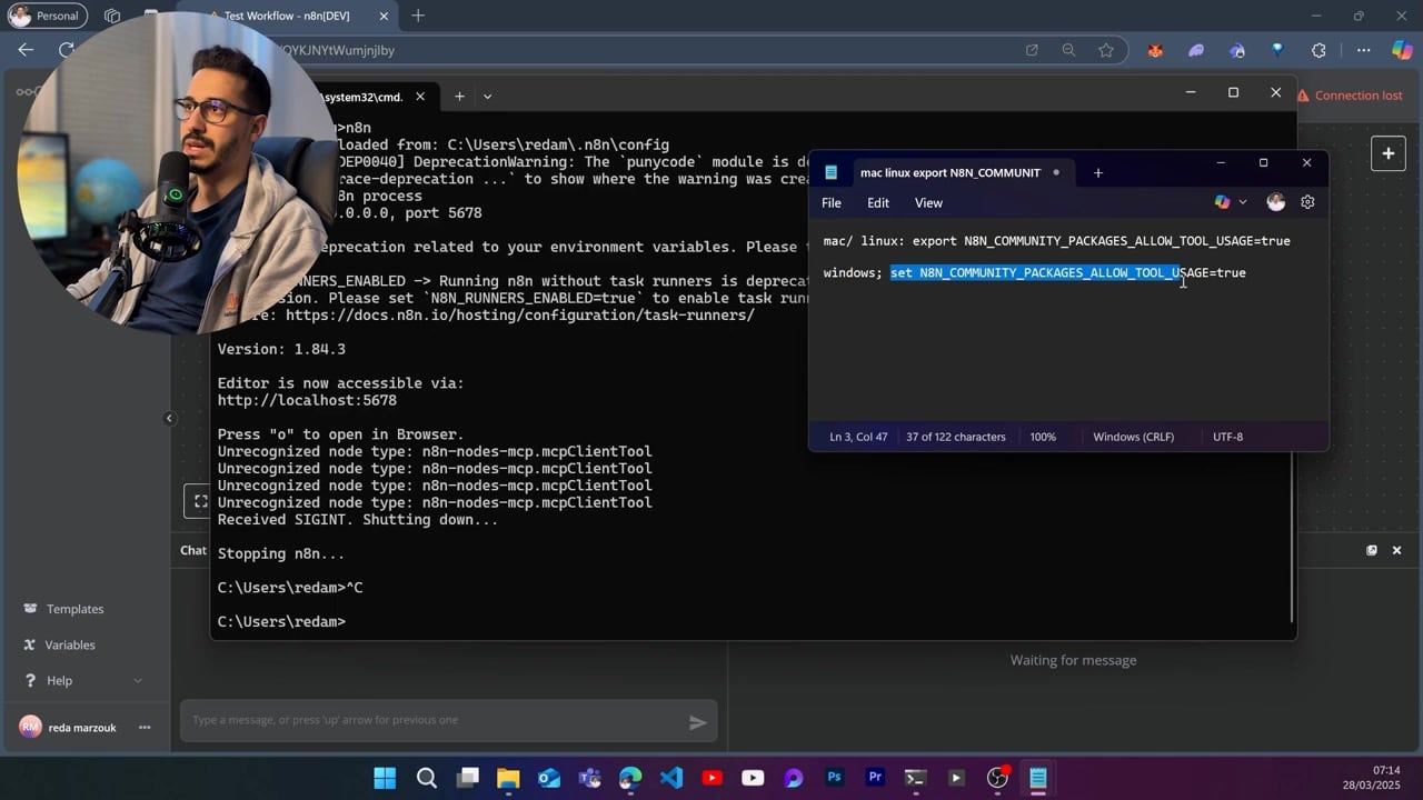 Command for setting N8N_COMMUNITY_PACKAGES_ALLOW_TOOL_USAGE to true