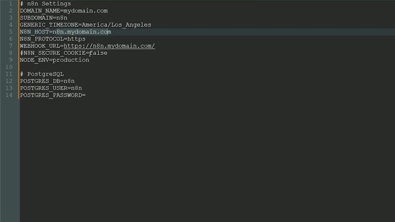 PostgreSQL environment variables for n8n