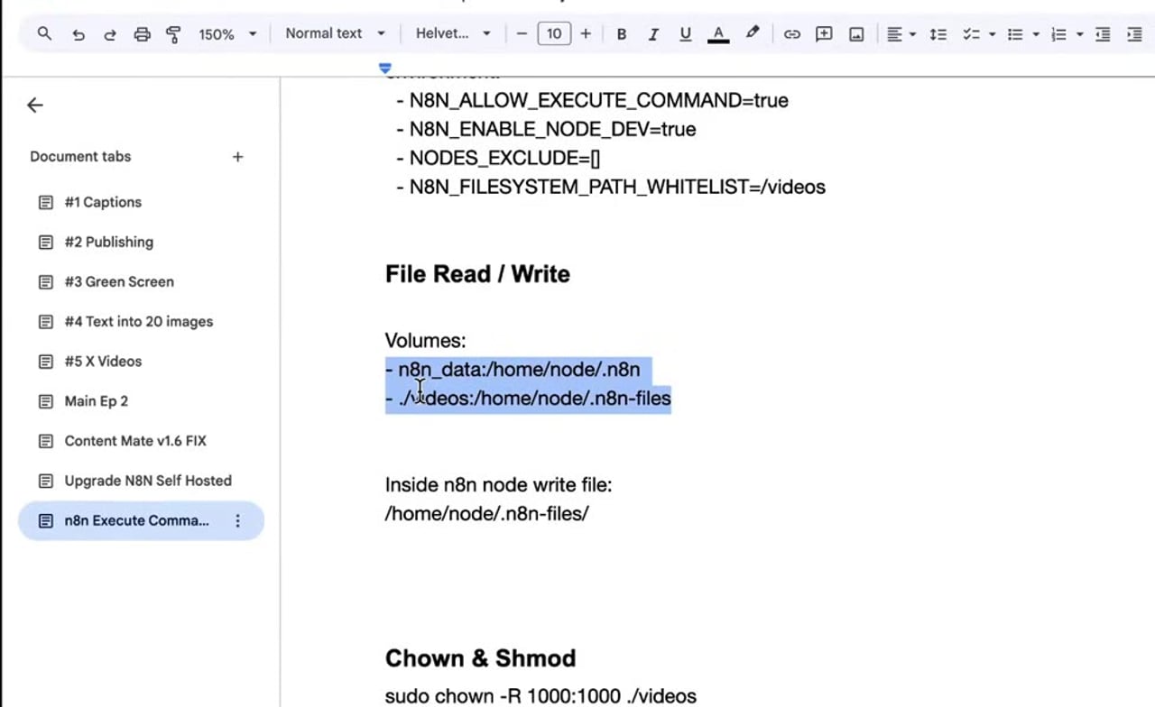 Docker Compose volumes mapping local folders into n8n container paths
