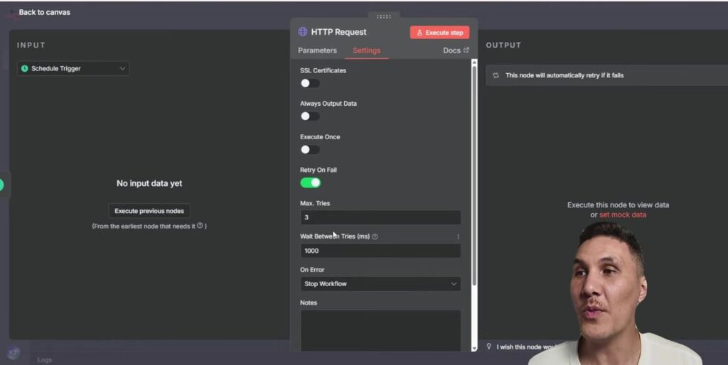 n8n HTTP Request Node Retry on Fail: Error Handling & Retry Logic HTTP Request node Retry on Fail settings in n8n