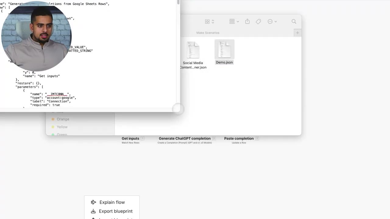 Make export blueprint menu and JSON file preview