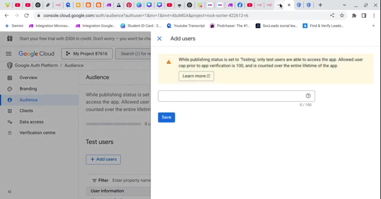 Add users dialog in Google Cloud