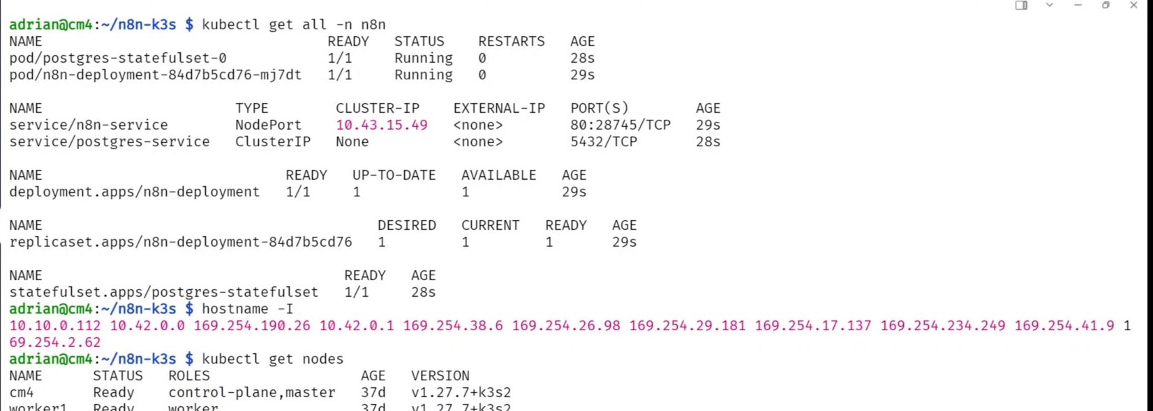 kubectl get pods wide showing worker node