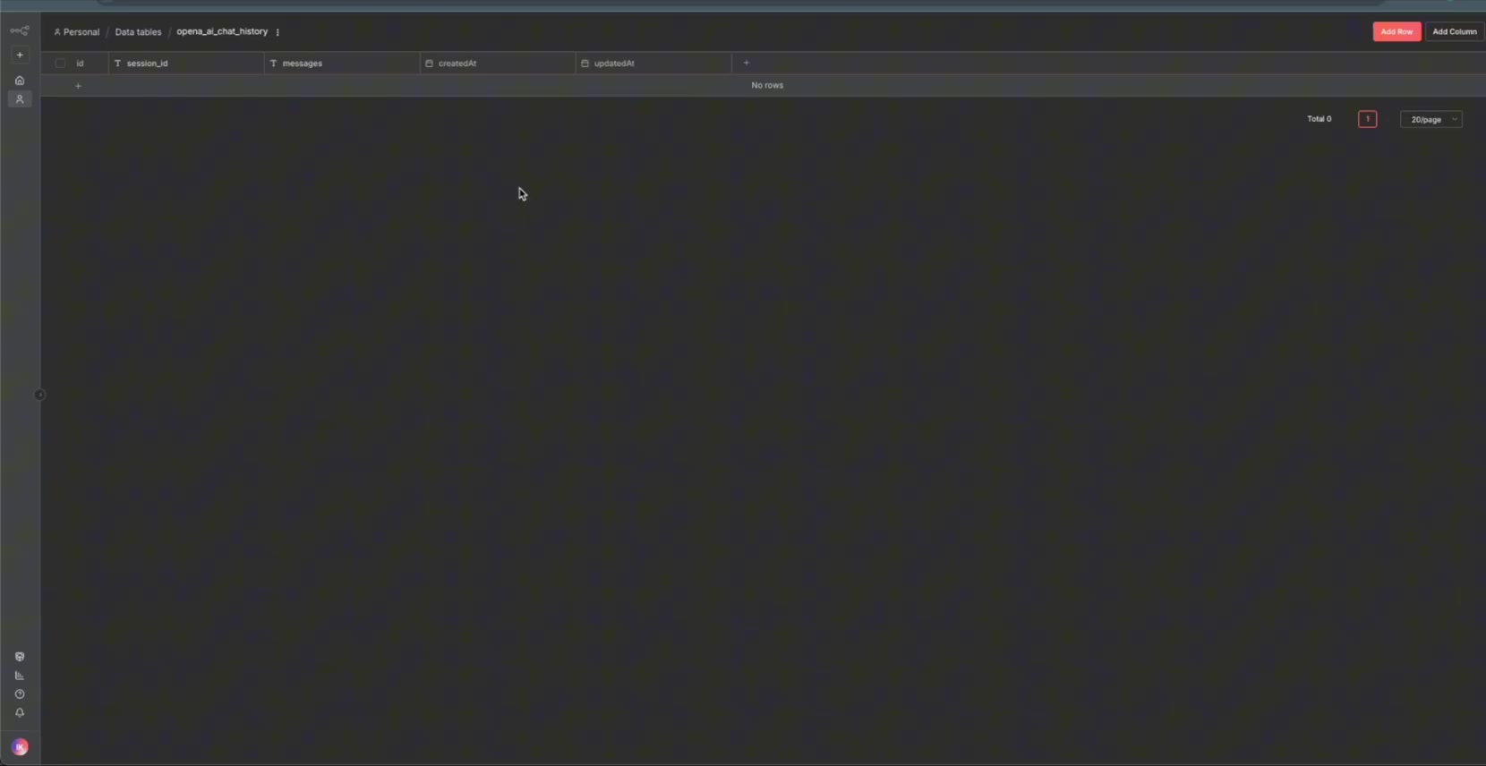 Mapping session ID and messages into Data Table