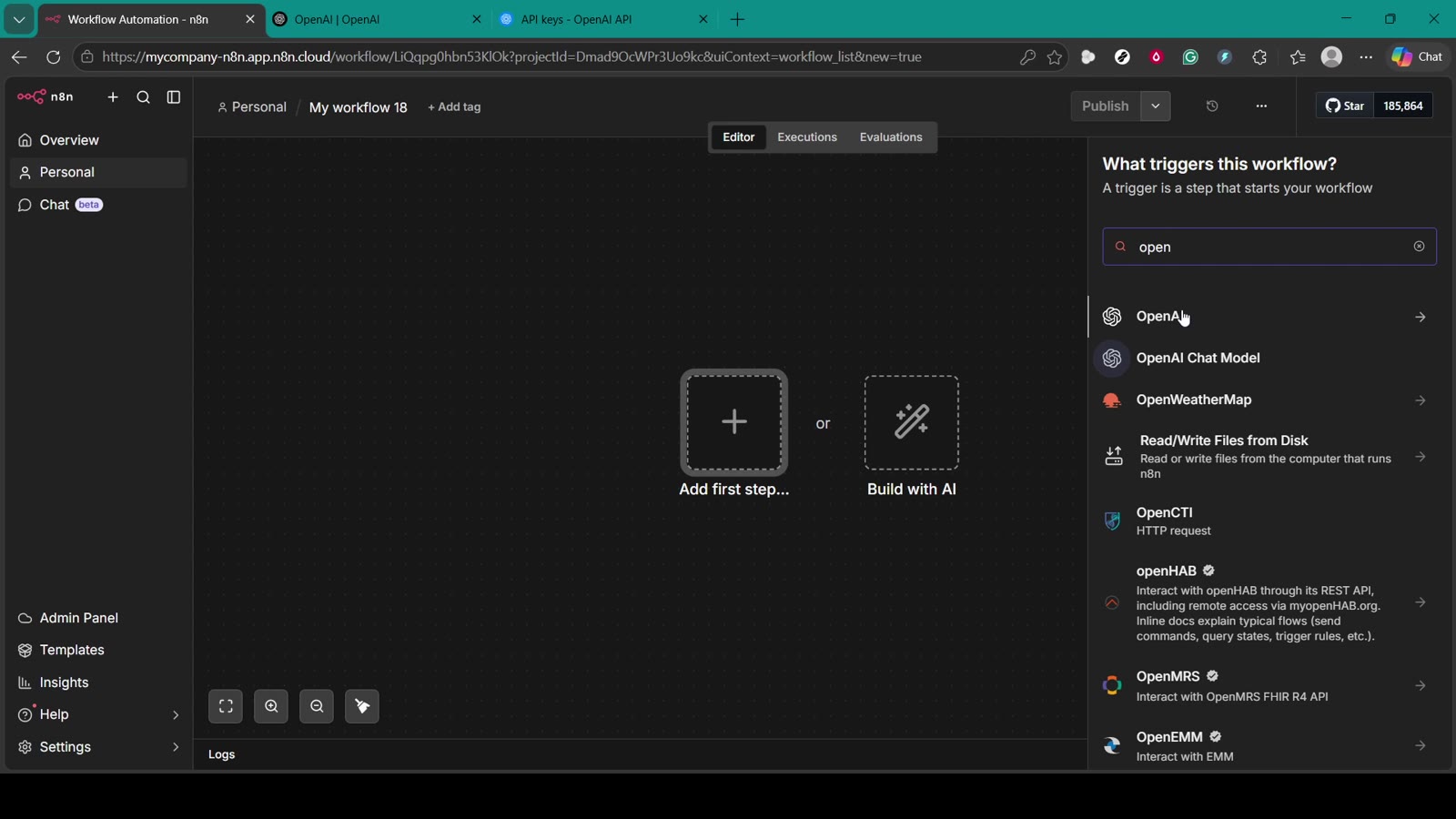 OpenAI node options in n8n