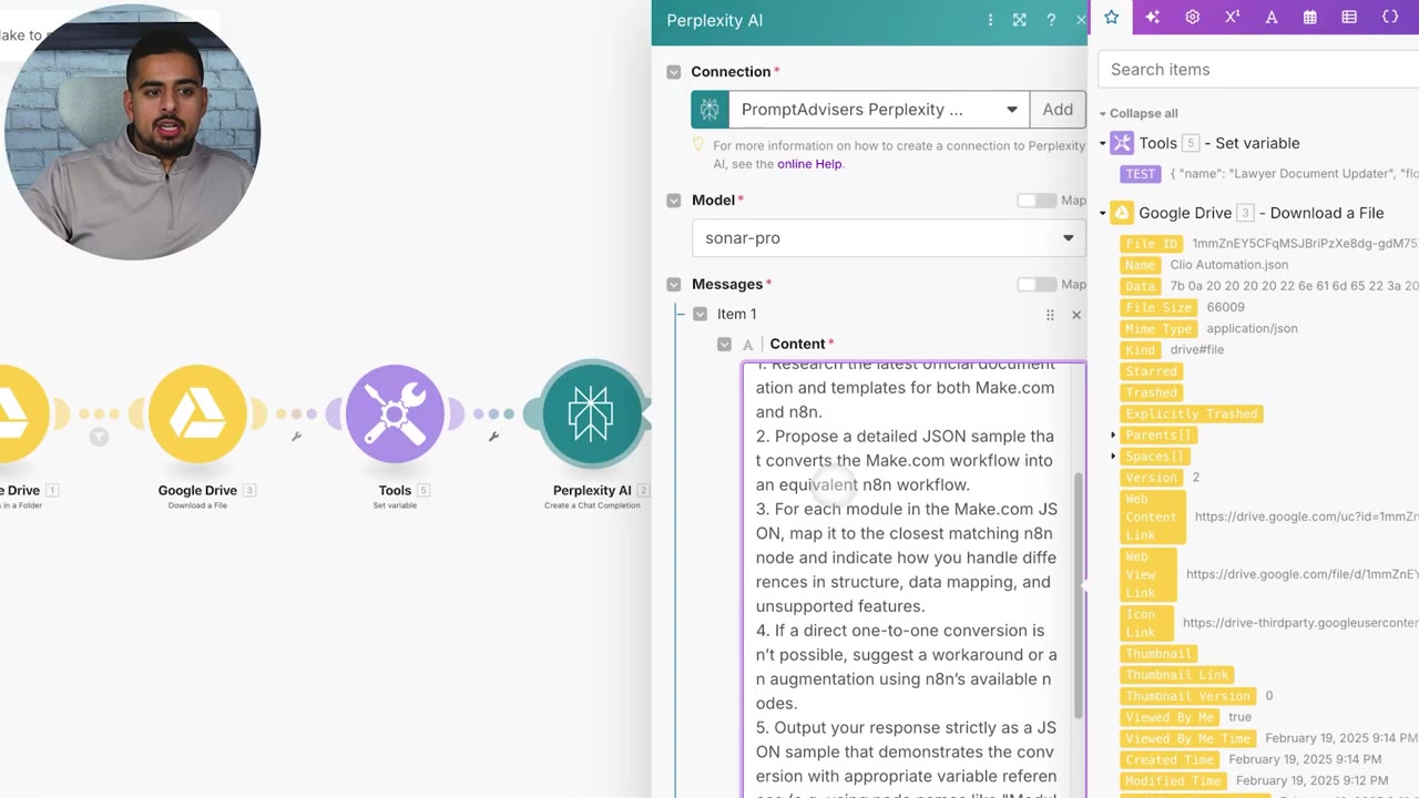 Module mapping instructions in converter prompt
