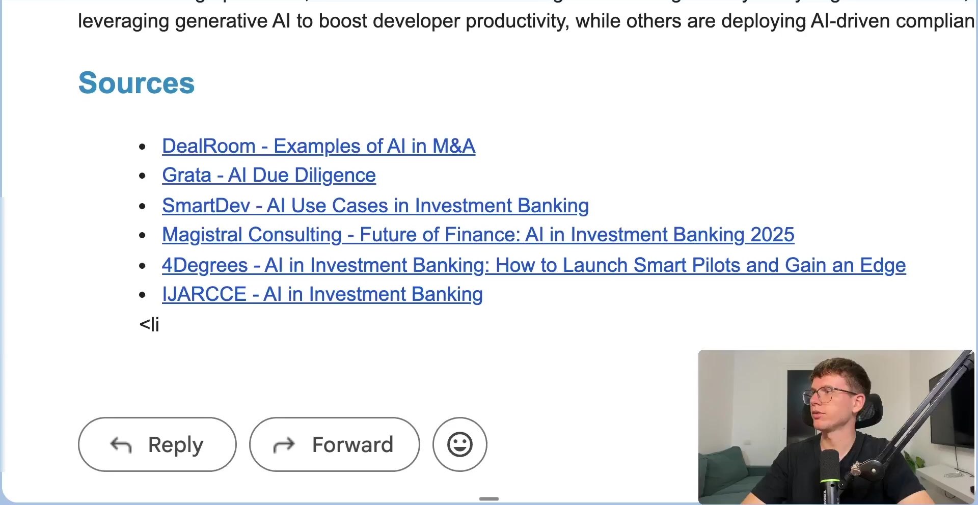 Final emailed article with sources section