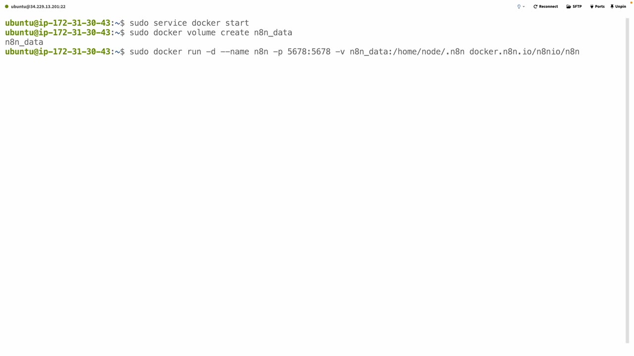 Docker run command for n8n container