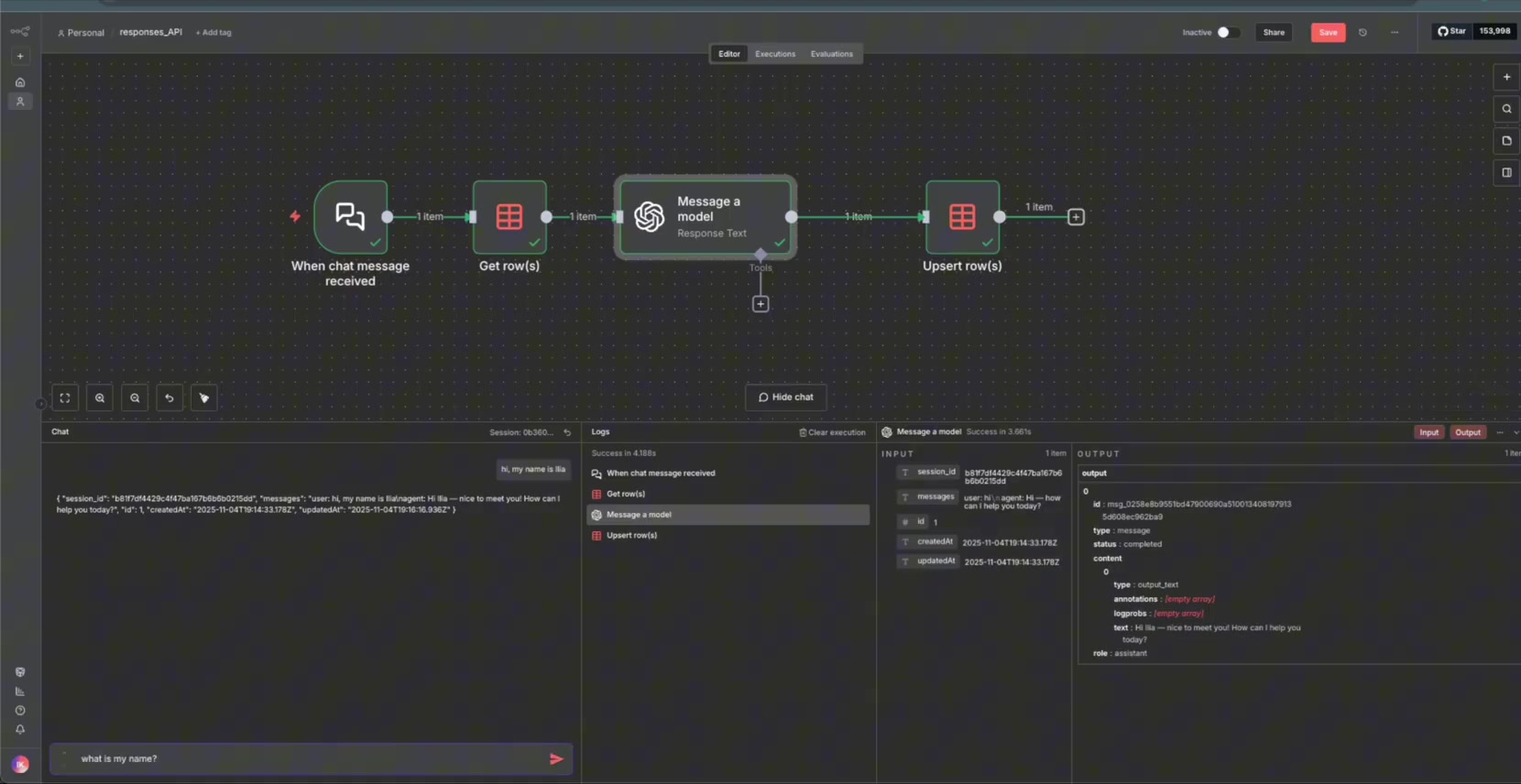 OpenAI model remembers the user's name
