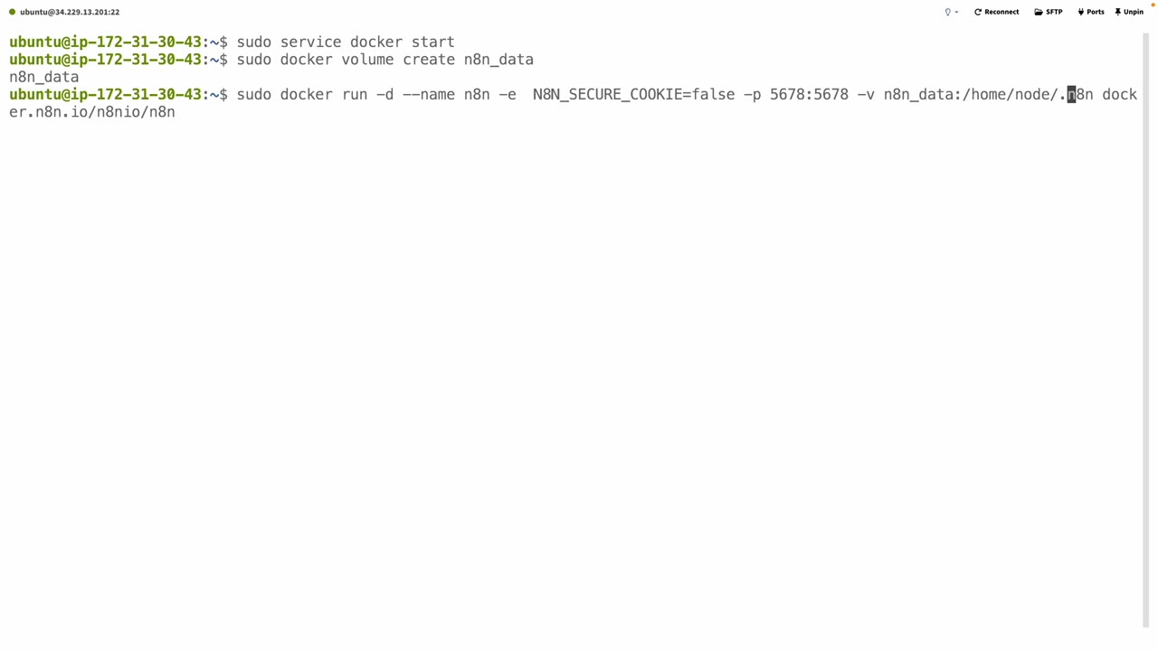 Docker run command with N8N_SECURE_COOKIE disabled