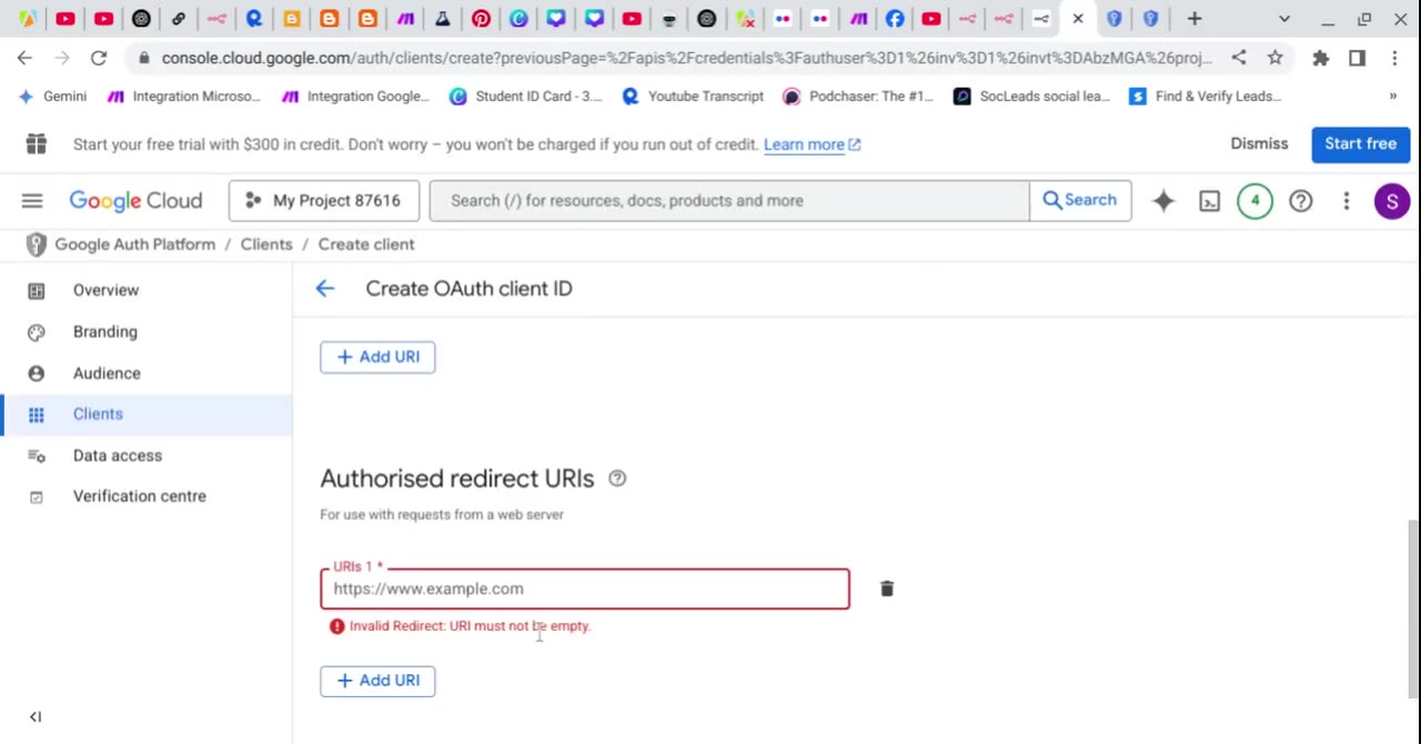 Authorized redirect URIs field in Google Cloud