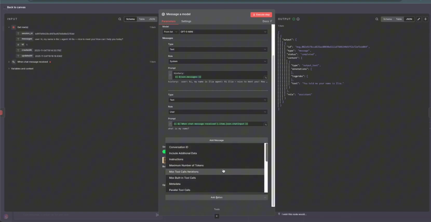 Final n8n Responses API workflow summary